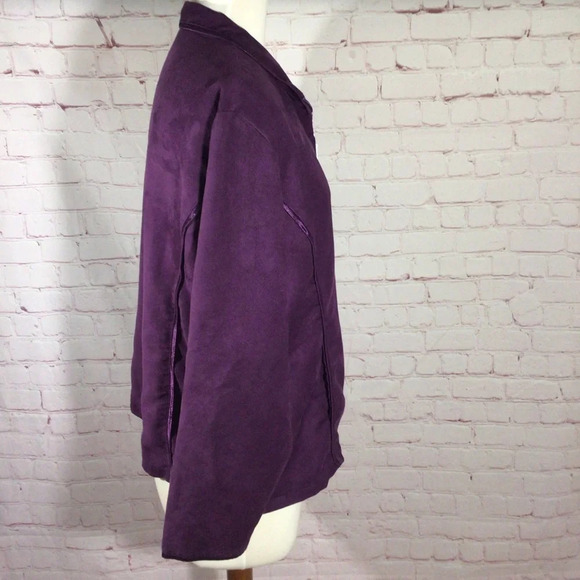 Travel Smith Suede Like Full Zip Purple Jacket - Size 12P - Picture 4 of 11